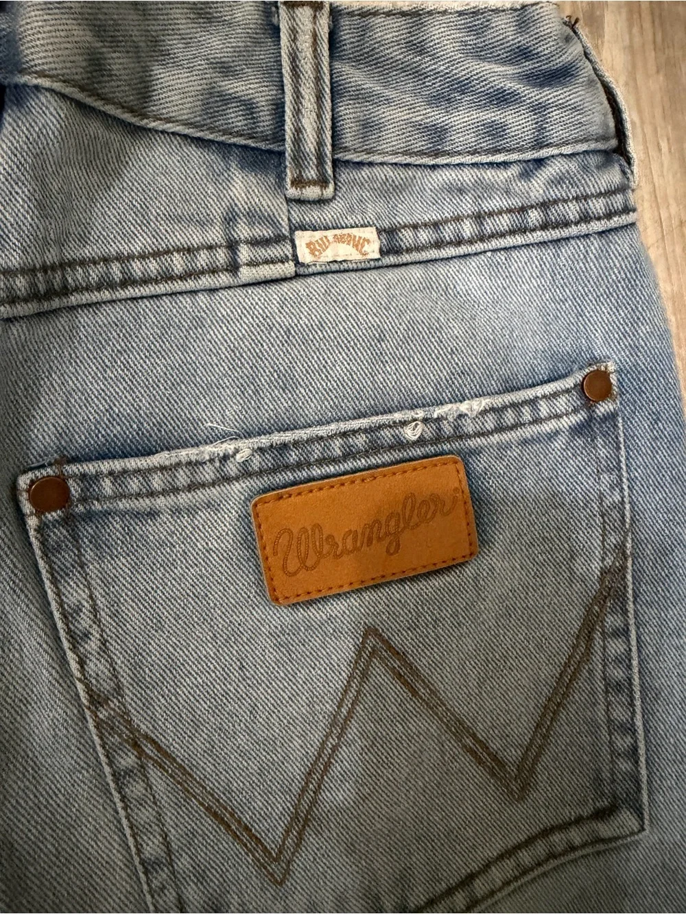 Billabong Wrangler Women's Blue Denim Patchwork Flared Jeans Pockets 27 - Picture 12 of 12